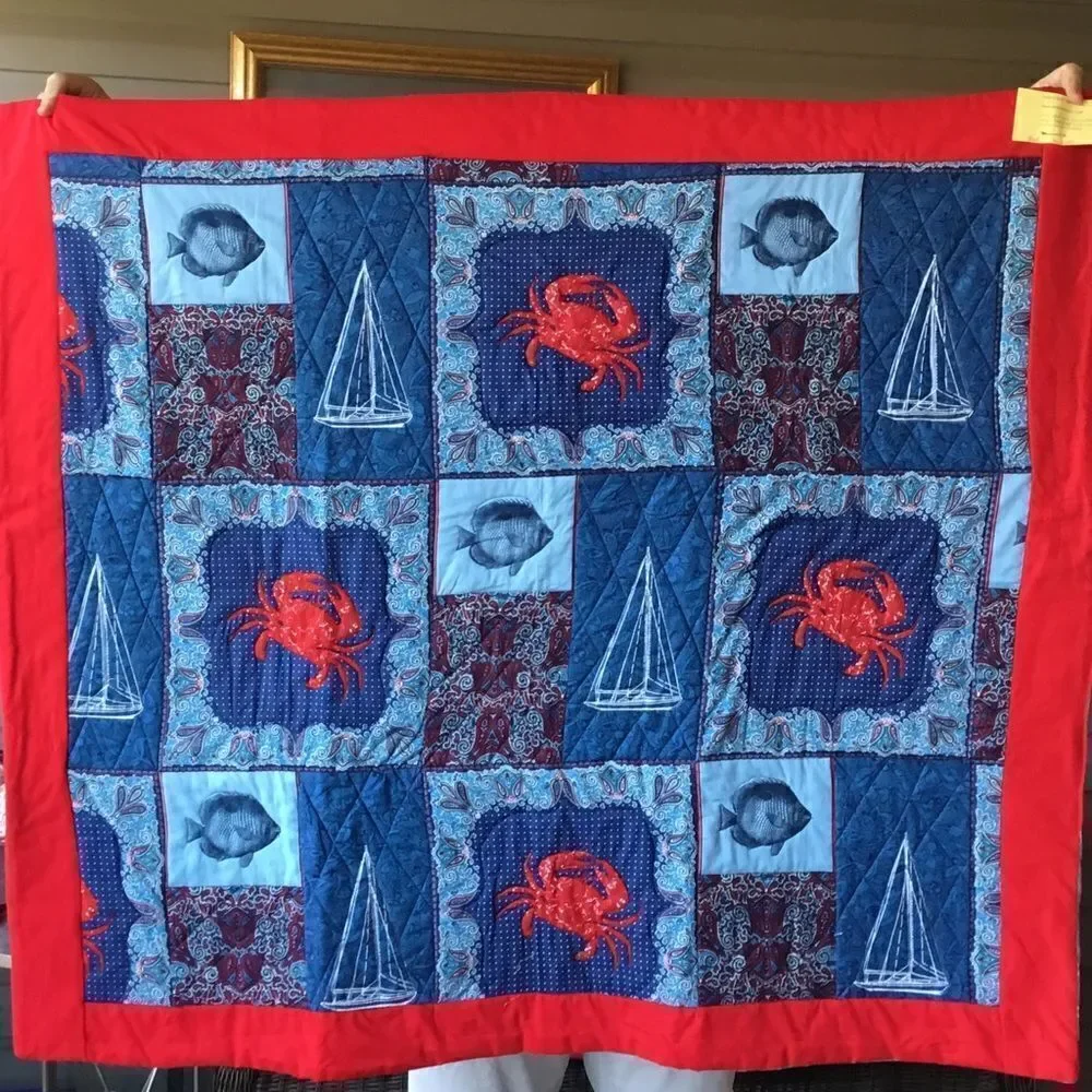 NWT. Hand Crafted Nautical Lap Quilt